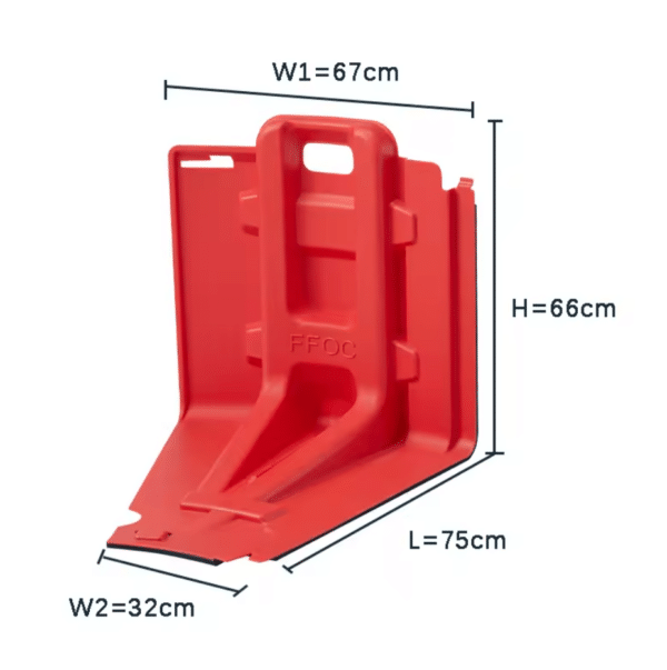 ABS Barriere, højde 80cm x bund længde 90cm x bredde 97cm - Indvendig hjørne